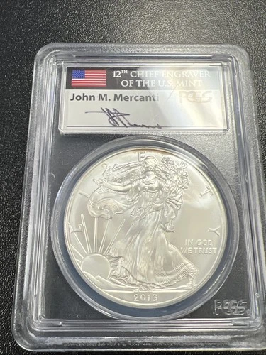 2013 American Silver Eagle - PCGS MS69 / First Strike / Flag / J. Mercanti - NR!
