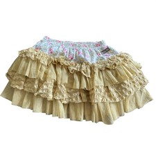 Matilda Jane Serendipity Girls Tiered Ruffle Skirt Floral Mustard Yellow Size 6