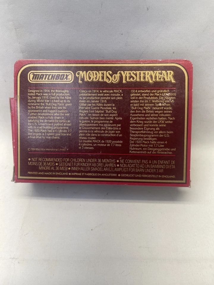 Matchbox INTL 1986 Models of Yesteryear Y30 1920 MACK GRAY Fenders AcornStorage - Image 2 of 4