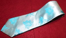 MEN'S PAUL FREDRICK BLUE/LIGHT BLUE FLORAL TIE - NECK TIES - DESIGNER TIES.