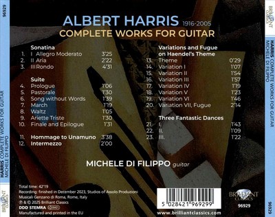 MICHELE DI FILIPPO ALBERT HARRIS: COMPLETE WORKS FOR GUITAR NEW CD