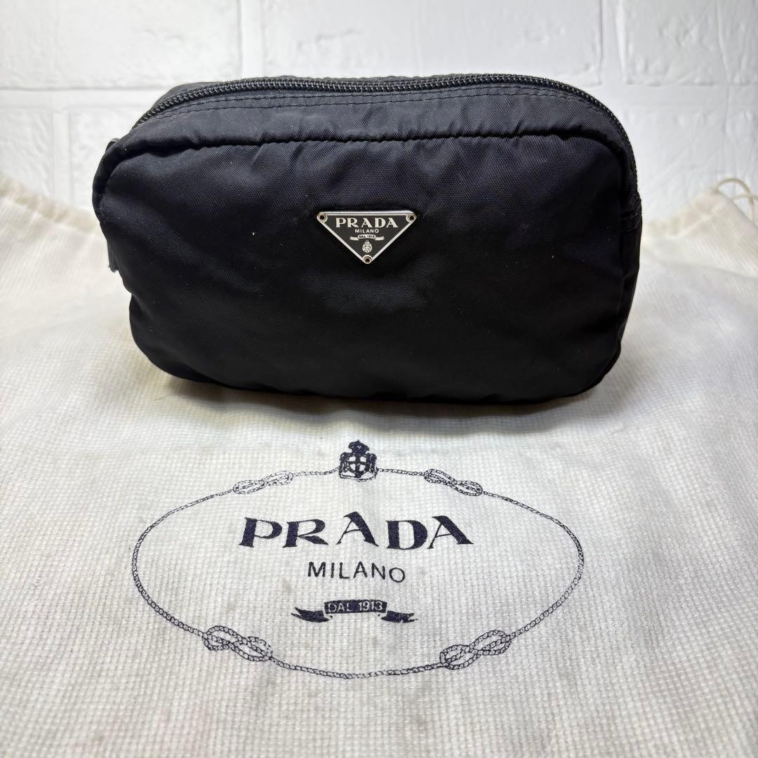 PRADA Triangular Logo Nylon MakeUp Pouch 20x9x75m… - image 2