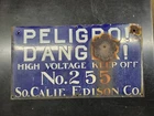 Vintage So Calif Edison Porcelain PELIGRO DANGER High Voltage Sign