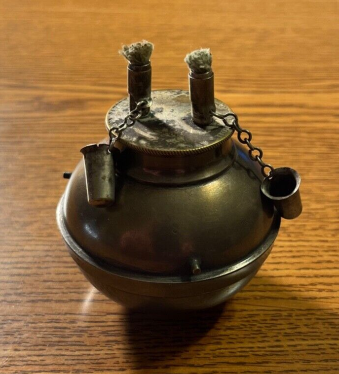 Walker's Safty Lamp Oil Lamp PAT July 1850 & 53 Double Whale Oil Burner w Caps-image