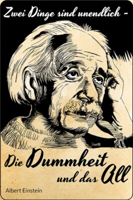 Top-Schild, versch. Größen,  EINSTEIN unendlich: Dummheit und das All, neu & ovp