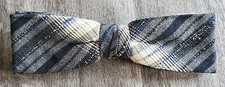 Vintage Original Black Blue Plaid Stripe Clip On Bow Tie One Size Fits All