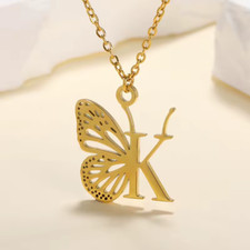 Custom Butterfly Letter Initial Name Necklace Pendant Personalized Jewelry Gift