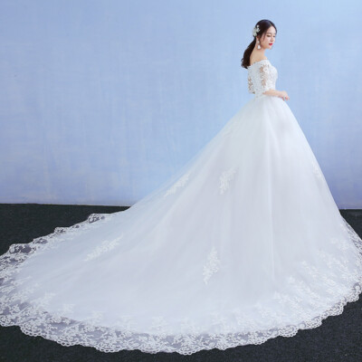 2025 Bride Wedding Dress Women Off-shoulder Bridal Gown Princess long Tail  Frock | eBay