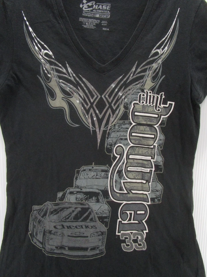 NASCAR Clint Bowyer 衬衫女式中号黑色 Chase Authentics 33 NASCAR 球杆 — 第 2/4 张图片