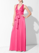  328 BCBG CERISE nws6d703 DEEP-V PLEATED LONG GOWN DRESS NWT 2