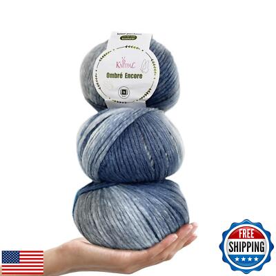 Ombré-Encore Chunky Ombre Yarn for Crocheting, 3 Balls, 507Yds/420G, Free Pat