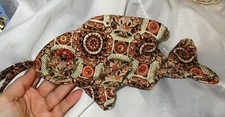 FISH GIFT BAG Handmade sewing christmas stocking Fun Fisherman rhinestone eyes b