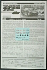 Tamiya 1/48th Scale Jagdpanther Late Decals & Directions from Kit No. 32522 