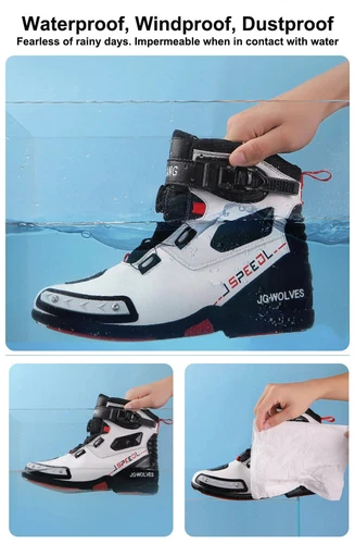 Motorradstiefel Leder Fahrer Schutz Anti Rutsch Off-Road Motorrad Rennschuhe - Bild 14 von 26