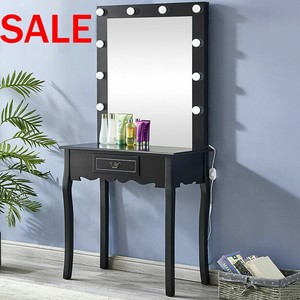 Black White Vanity Dressing Table With Lighted Mirror 10 Led Makeup Dresser Desk Ebay