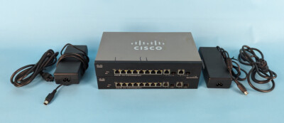 LOT OF 2 CISCO SF302-08P SWITCHES: 8x rj-45, 2x rj-45+sfp, |010-7260925