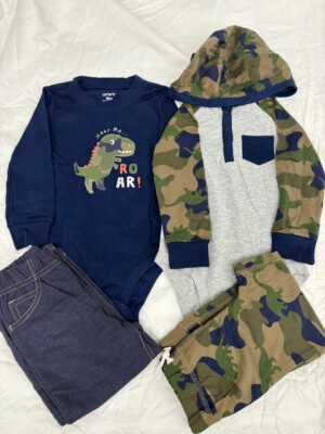 Carters Kids 4-Piece Set Dinosaur Print(BLUE/GRAY/GREEN 24M)NWT