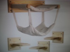 Harmony Essentials Wooden Cat Furniture Double Hammock Steps Wall Mounted NEW