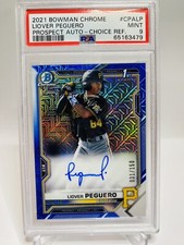 2021 Bowman Chrome Liover Peguero Blue Choice Refractor 1st Auto /150 PSA 9