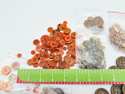 LOT Brown Plastic Wood Celluloid Tortoiseshell Sewing Craft Buttons Shank 4 Hole - Picture 14 of 16