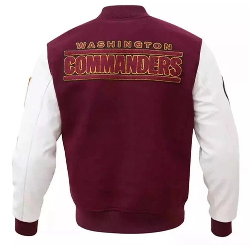 Washington Commanders Burgundy Letterman Wool and White Baseball Jacket