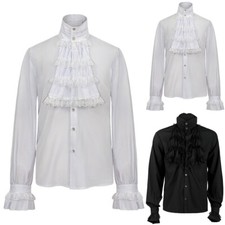 Sophisticated Victorian Men's Ruffled Medieval Renaissance Blouse Tops