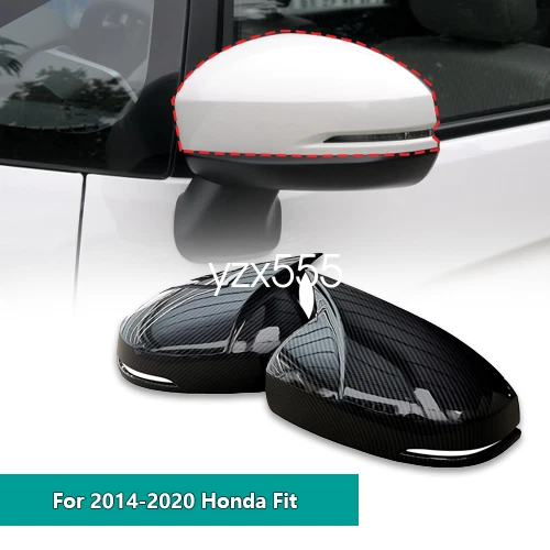 Cubierta de espejo retrovisor bocina de buey estilo fibra de carbono Honda Fit 2014-2020 Foto 2 de 4
