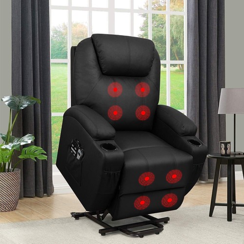 Power Lift Recliner Chair PU Leather with Massage for Elderly Ergonomic