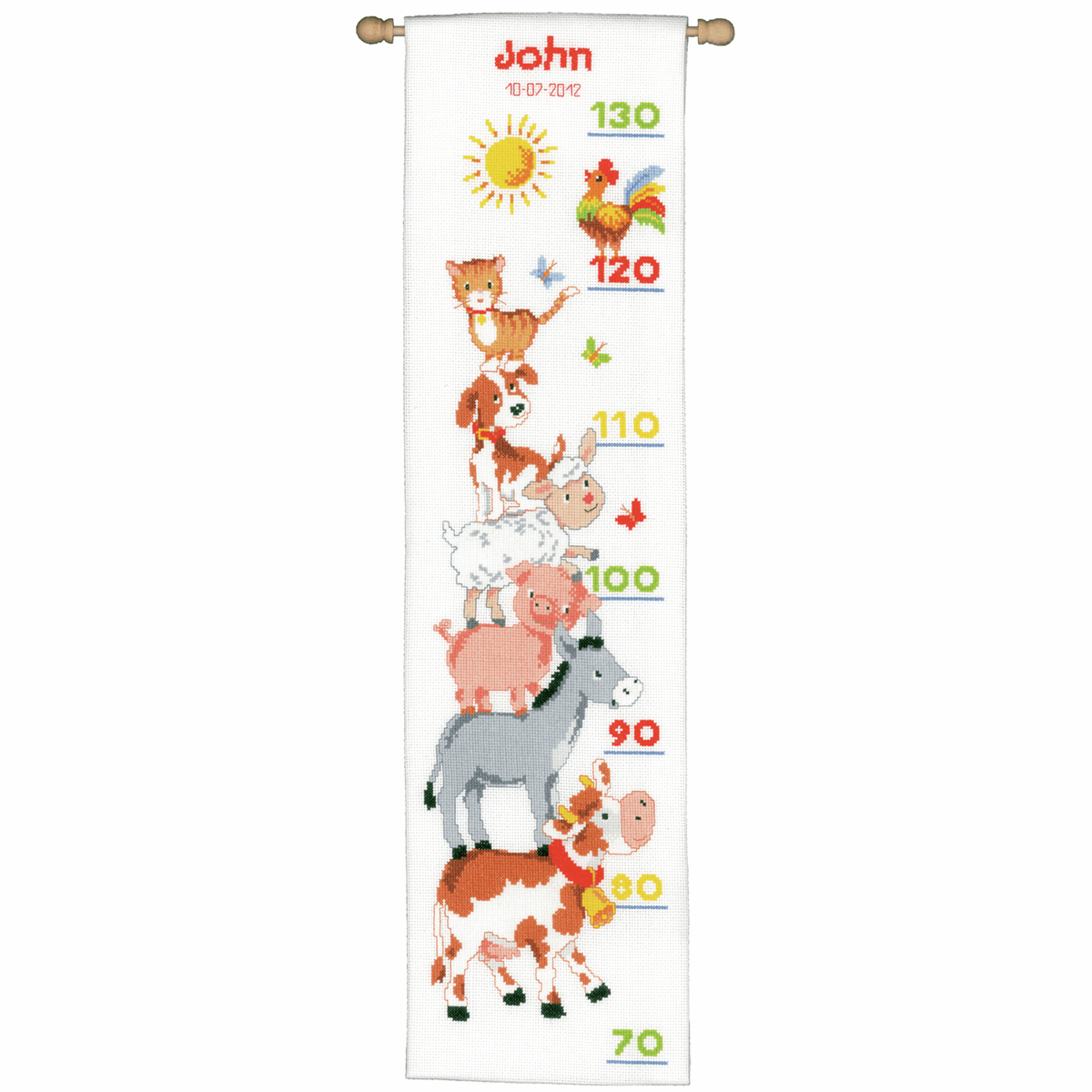 Vervaco Counted X Stitch Kit: Height Chart: Farm Animals - Image 3