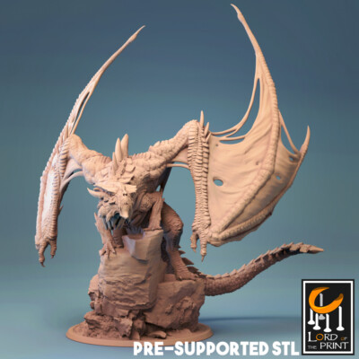 Adult Magma Dragon Miniature D&D DnD Pathfinder RPG