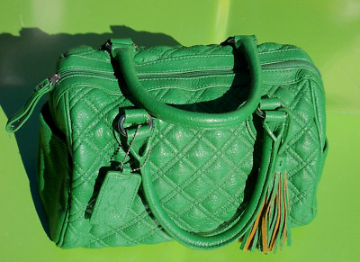 CARLOS BY CARLOS SANTANA TOTE PURSE GREEN RED FAUX LEATHER TASSEL CHRISTMAS BAG