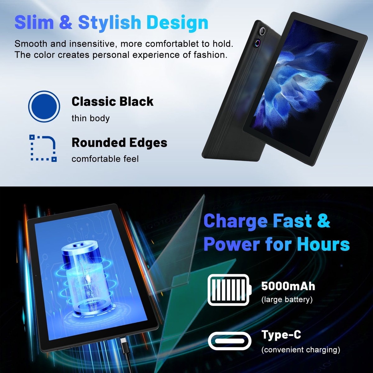 Tablet 10.1 inch 16GB ROM (1TB TF) 64GB ROM WIFI Android15