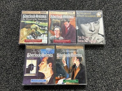 BBC Radio Collection Sherlock Holmes Cassette  X 5 Tapes Audio book Baskervilles