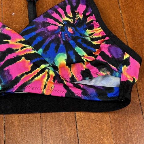 Victorias Secret Medium Black Tie Dye Triangle Wrap Bikini Top Padded Hippie - Picture 3 of 9