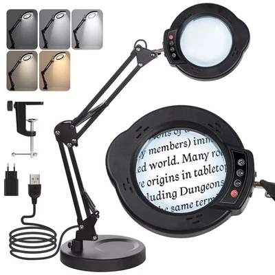 10X Dioptrien LED Lupenleuchte Lupenlampe mit Clip Basis Lupe Licht Tischlampe - Bild 1 von 4