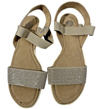 Yellow Box Sz 10 M Tan Ankle Strap Fabric Women Sandals Jossie Shoes Sparkle