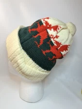 Vintage Welsh Red Dragons Wool Bobble Beanie Hat No Tags Unisex