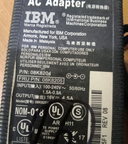 IBM 08K8205 16V 4.5A 5.5*2.1 Monitor Netzteiladapter Ladegerät