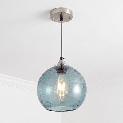 8'' Modern Pendant Light Glass Chandelier Kitchen Living Room Teal Blue Fixture