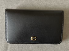 NEW Coach small black leather bi-fold wallet 3"H x 5"W