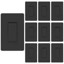 15 Amp Single Pole Decorator Light Switch with Screwless Wall Plate Self-Groundi