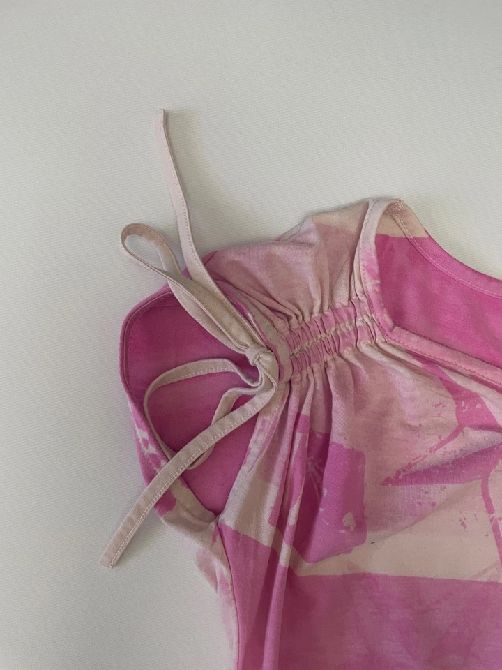 Top Diesel Mujer Y2K Rosa Gráfico Asimétrico Corbata Hombro Talla S Foto 3 de 4