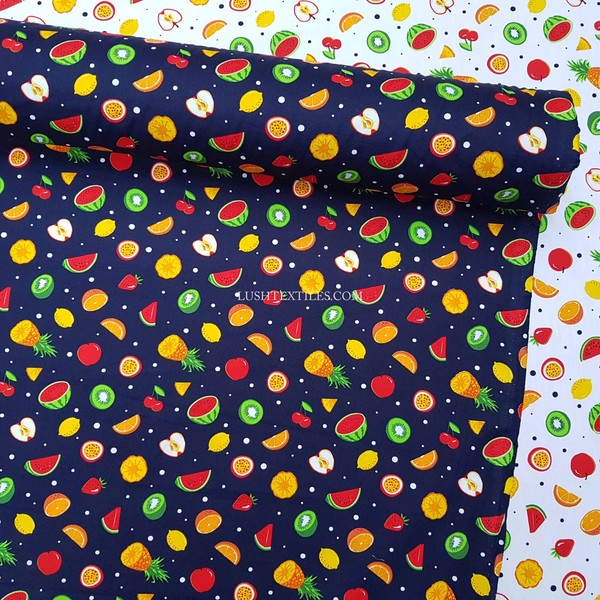 Tela de popelina de algodón Rose & Hubble frutas tropicales 100 % algodón ropa para recién nacidos