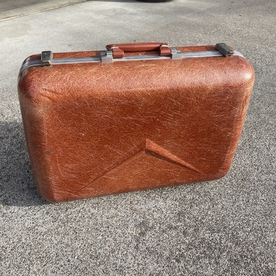 Vintage Mid Century Orange Terracotta Fiberglass Suitcase Eames Era