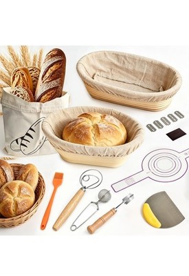 Sauerteig Starterset, Brot Gärkorb Set rund & oval Silikon Proving