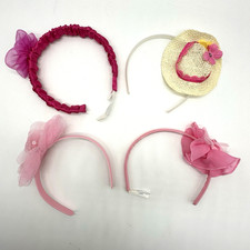 Build A Bear Headband Flower Straw Hat Pink Bow Teddy Lot Of 4 Accessory Set