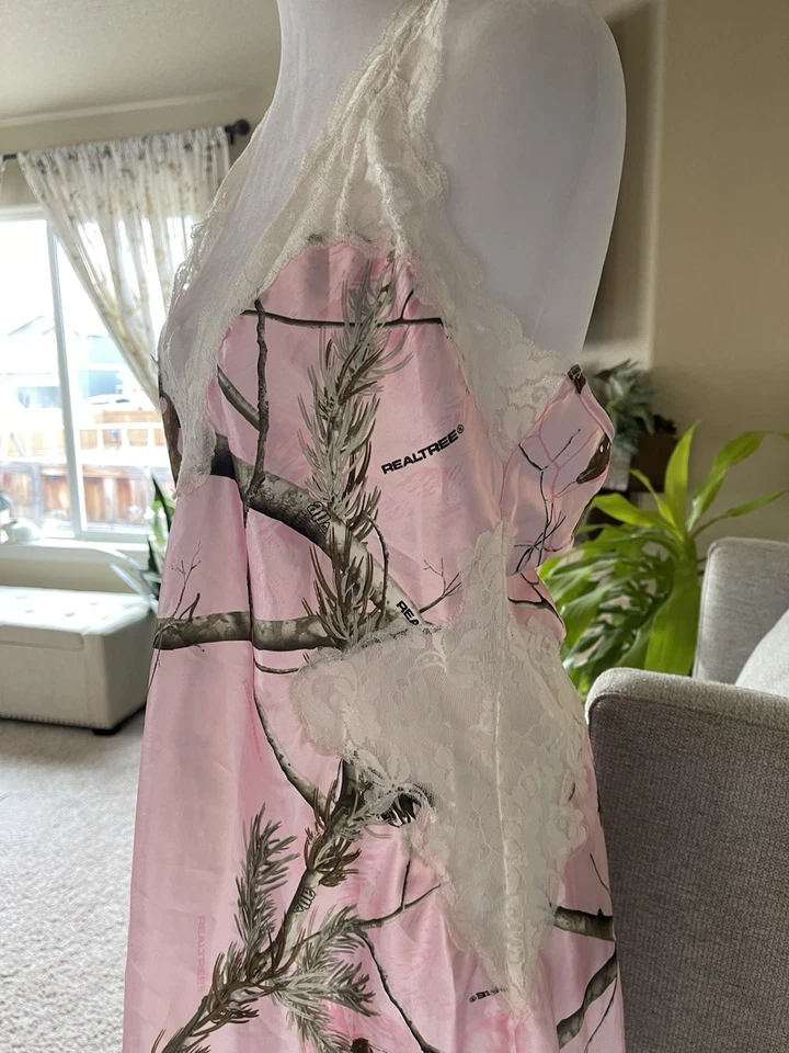 Lingerie/slip feminino Black Widow rosa camuflagem árvore real tamanho G alças ajustáveis - Imagem 2 de 4