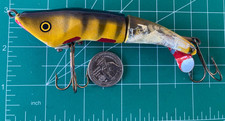 Vintage WOOD Roberts Mud Puppy Musky Muskie Topwater Lure SURFACE CRANKBAIT USED