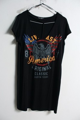 Select Eagle America ausgeschnittenes Damen-T-Shirt-Kleid   schwarz   Größe 12 (h12)
