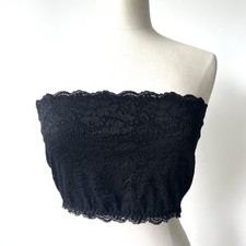 Lace Floral Bralette Bustier Black Crop Top XXL Cami Strapless Tank Festival NEW